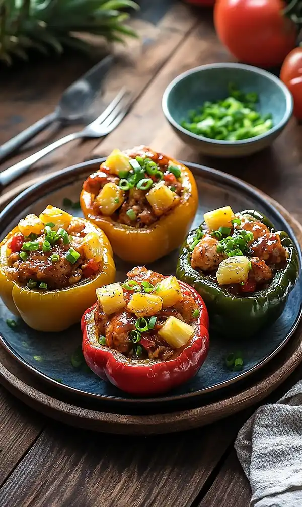 End Of Teriyaki Pineapple Chicken and Rice Stuffed Peppers