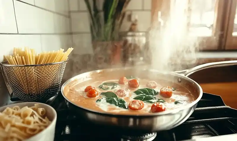 The Most Dreamy Creamy Tuscan Pasta You'll Ever Make at Home 4 Preparing Of Creamy Tuscan Pasta
