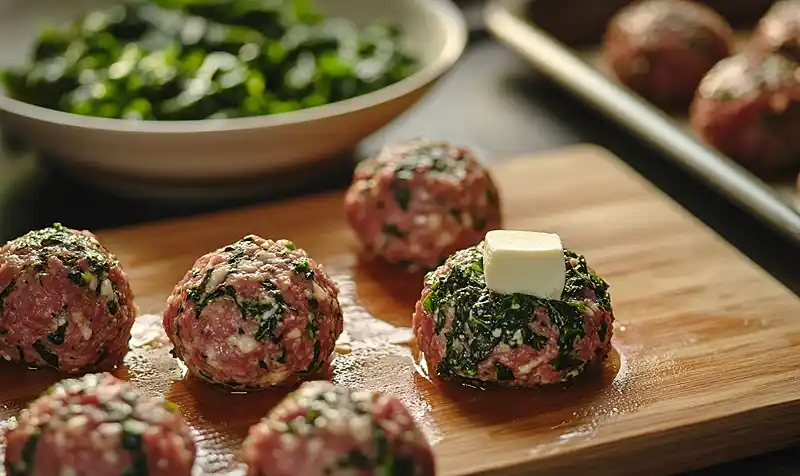 Preparing Of Easy Spinach & Garlic Meatballs Recipe