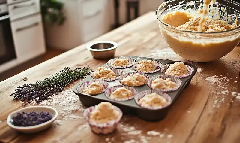 Preparing Of Lavender Honey Cupcakes