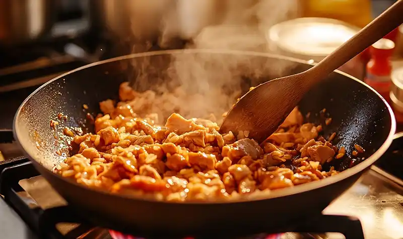 Preparing of Teriyaki Pineapple Chicken and Rice Stuffed Peppers