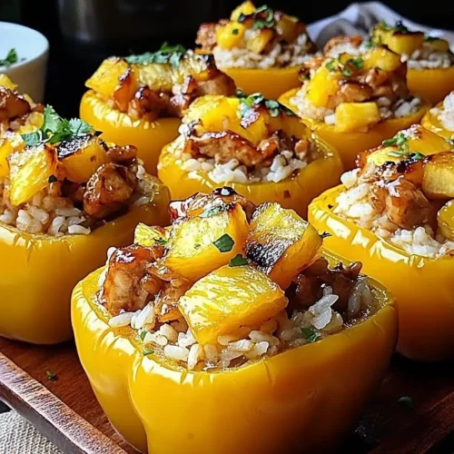 Teriyaki Pineapple Chicken and Rice Stuffed Peppers