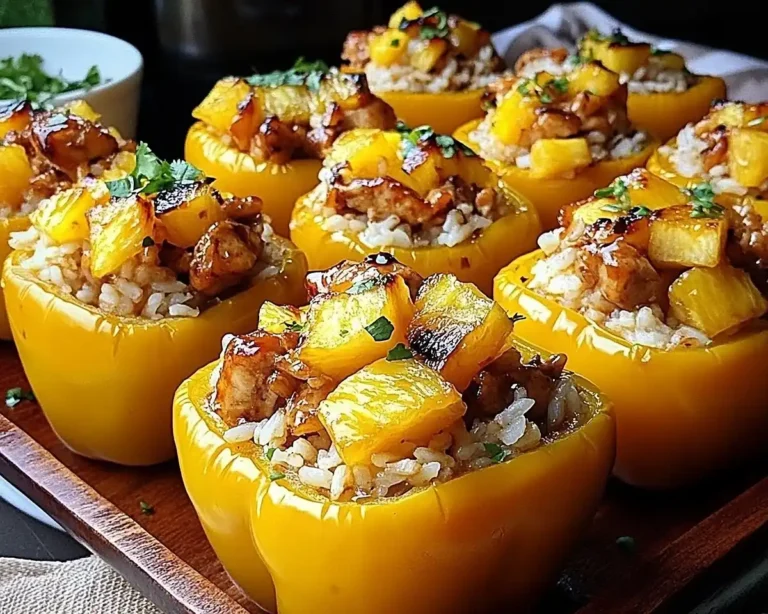 Teriyaki Pineapple Chicken and Rice Stuffed Peppers