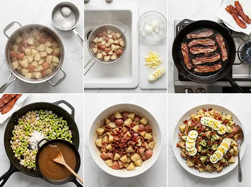 German Potato Salad Recipe with Egg Recipe 4 Cooking process for german potato salad recipe with egg_