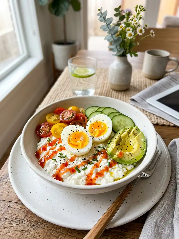 Healthy cottage cheese breakfast bowl​
