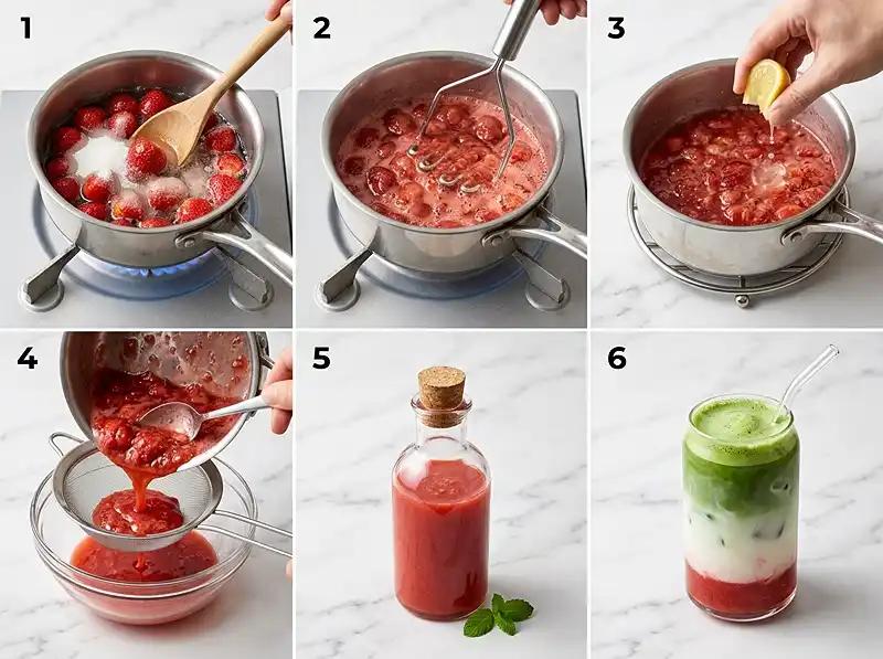 How to Make strawberry syrup for matcha​