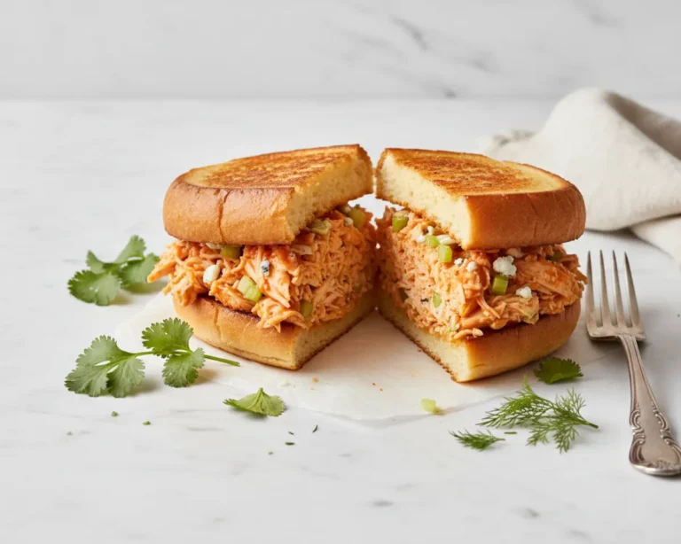 Beautiful plated buffalo chicken salad sandwich recipe​