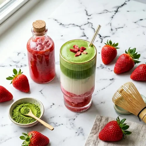 Best Strawberry Syrup for Matcha Lattes 2 strawberry puree for matcha