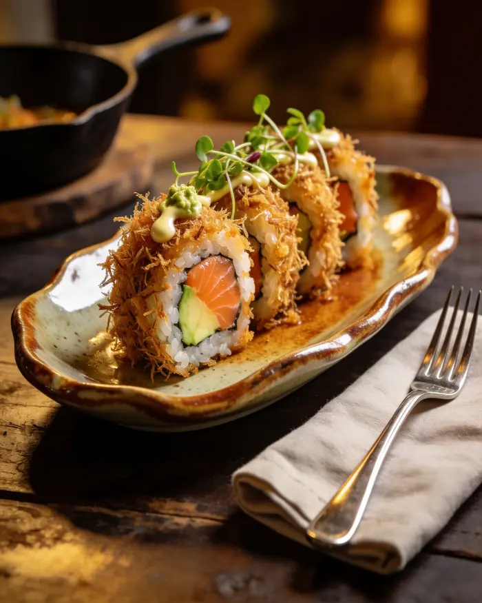 Sushi Shaggy Dog Roll Recipe with Creamy Crab 5 final plated dish