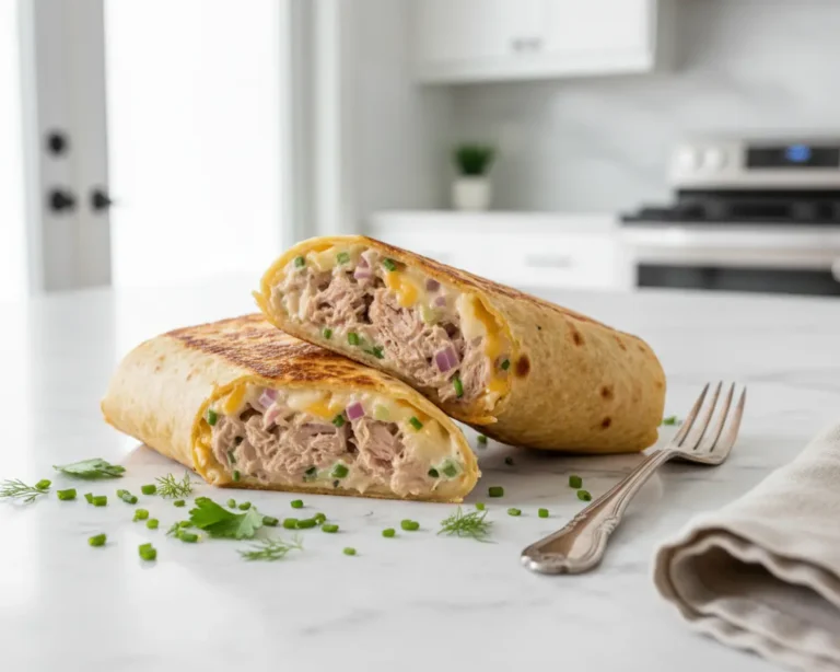 Beautiful plated tuna melt wrap recipe