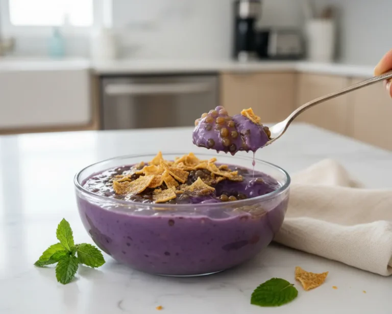 Beautiful plated ube taho recipe​