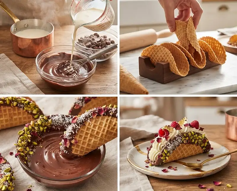 Dubai Chocolate Tacos 4 How to Make Chocolate Tacos