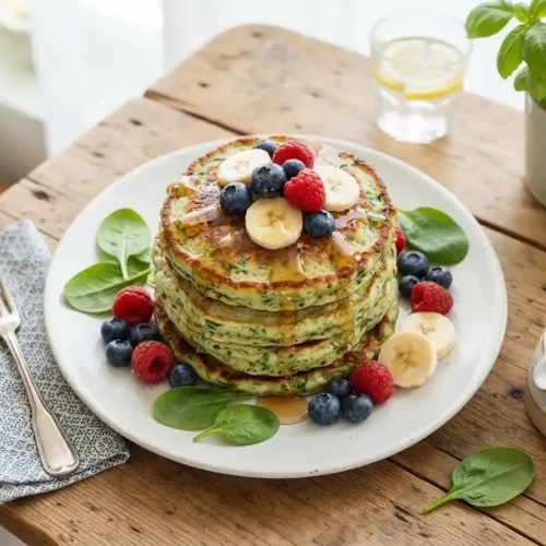Fluffy Spinach Banana Cottage Cheese Pancakes 2 Fluffy Spinach Banana Cottage Cheese Pancakes