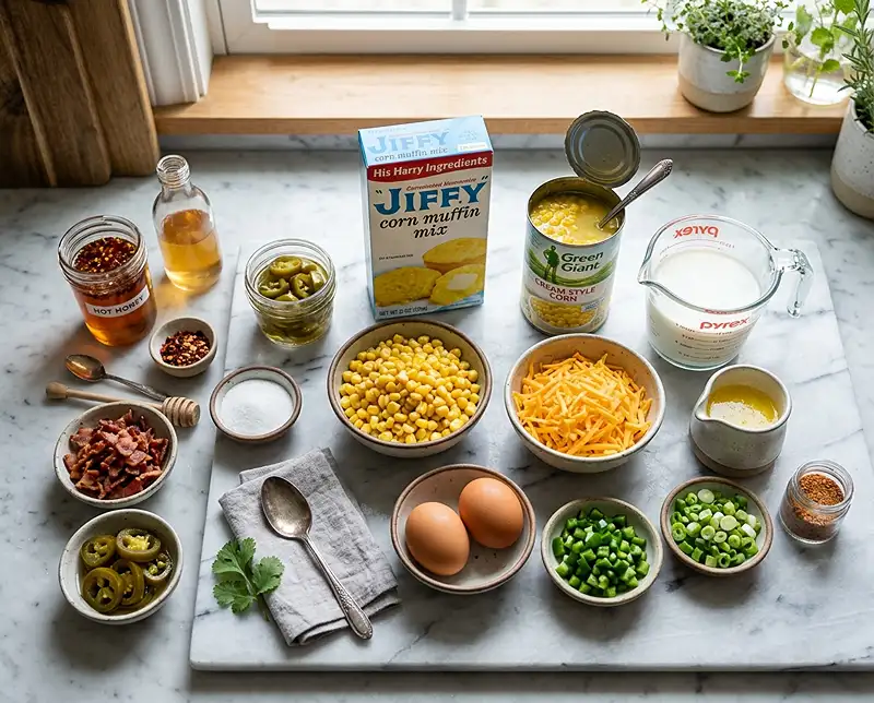 Hot Honey Jalapeño Cornbread Pudding Ingredients