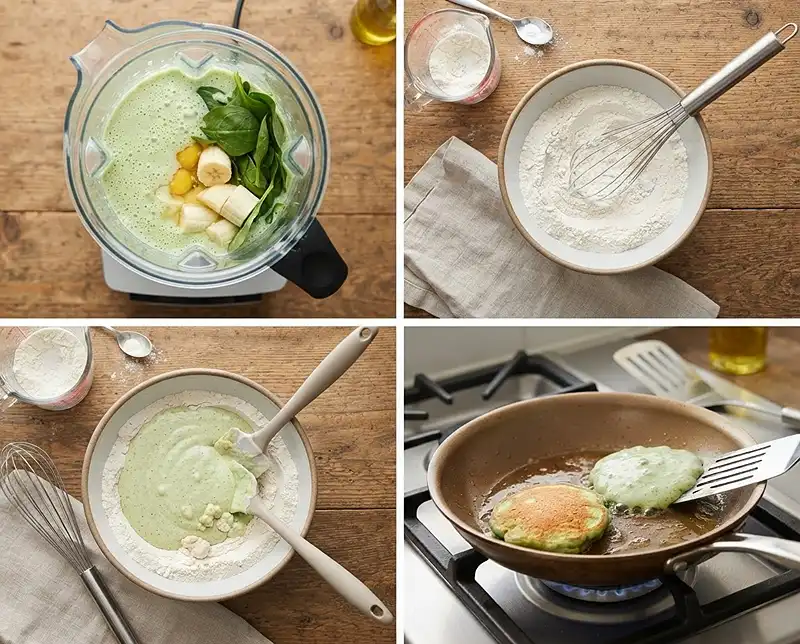Fluffy Spinach Banana Cottage Cheese Pancakes 4 How to Make Fluffy Spinach Banana Cottage Cheese Pancakes