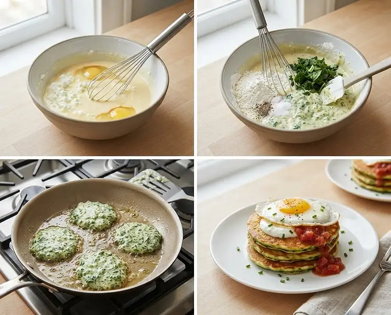 Cottage Cheese and Spinach Pancakes 4 How to Make Spinach and cheese pancakes