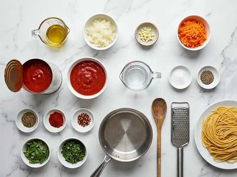 Ingredients for homemade pasta sauce