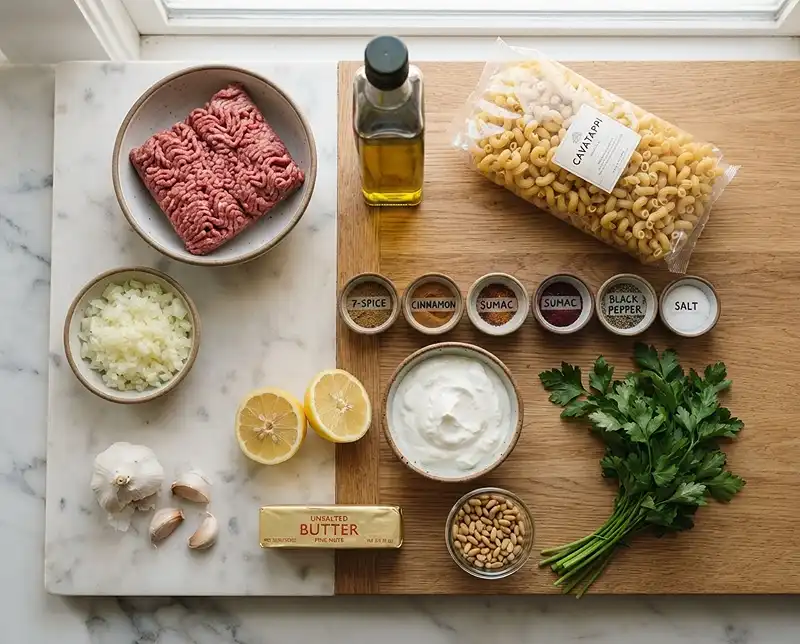Ingredients for macarona bil laban​