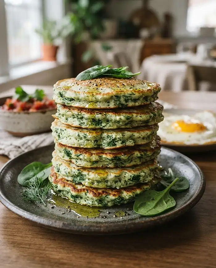 Cottage Cheese and Spinach Pancakes 5 Savory cottage cheese pancakes