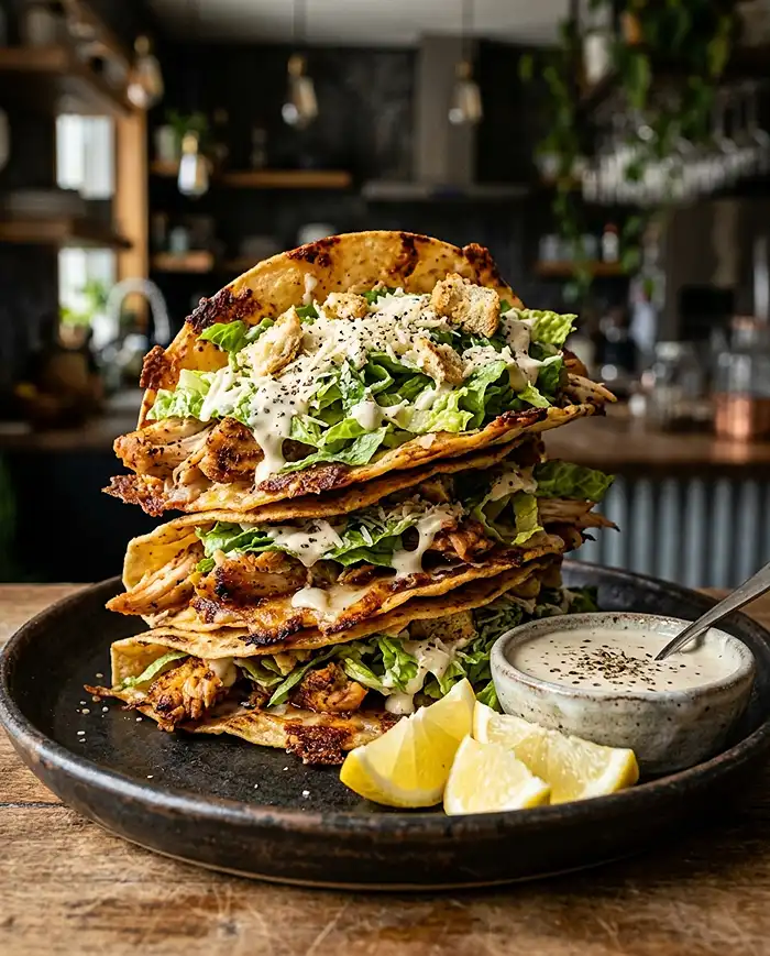 chicken caesar wrap tacos