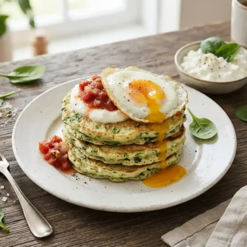 cottage cheese and spinach pancakes​