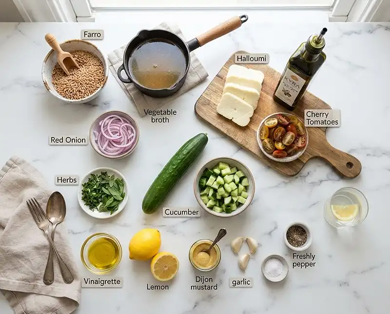 farro halloumi salad​ Ingredients