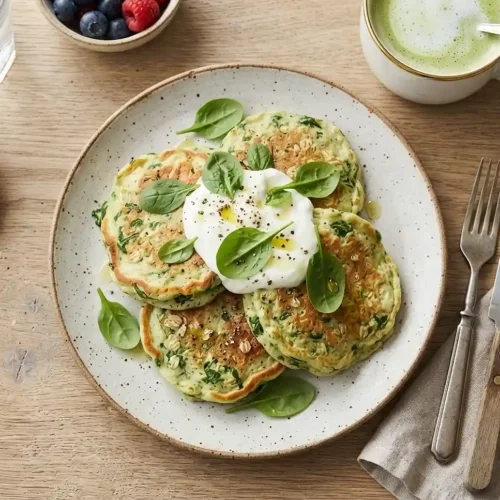 spinach cottage cheese oat pancakes​