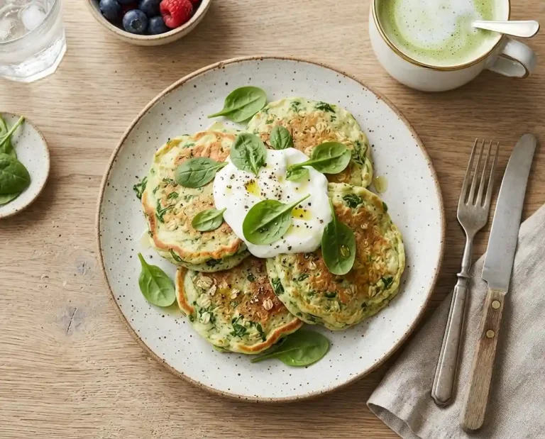 spinach cottage cheese oat pancakes​