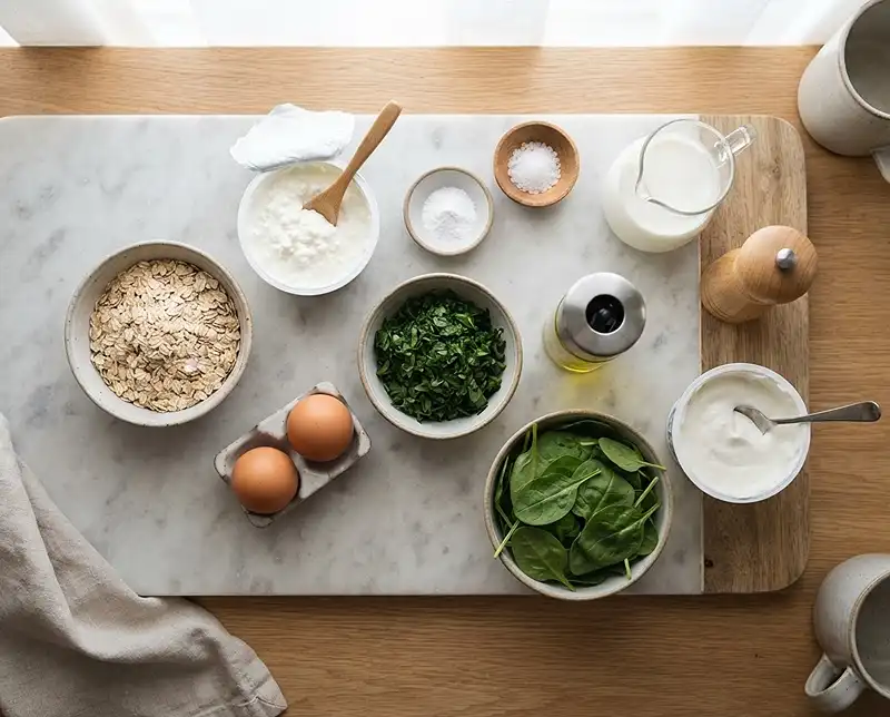 spinach cottage cheese oat pancakes​ ingredients