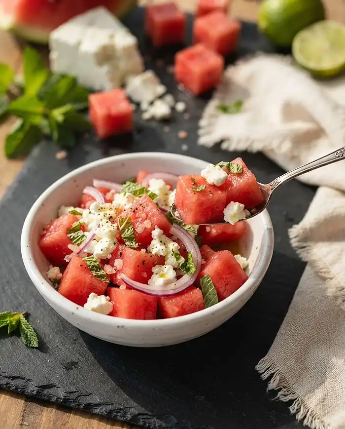 Creamy feta cheese watermelon salad recipe​
