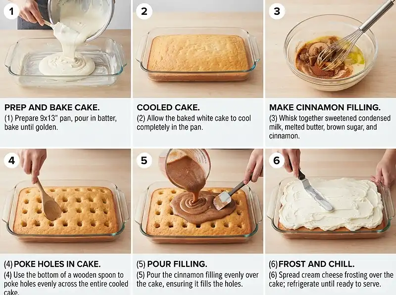 How to Make cinnamon roll poke cake recipe