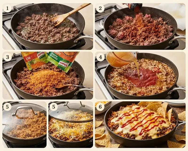 How to make TikTok Swim Queso Beef and Rice