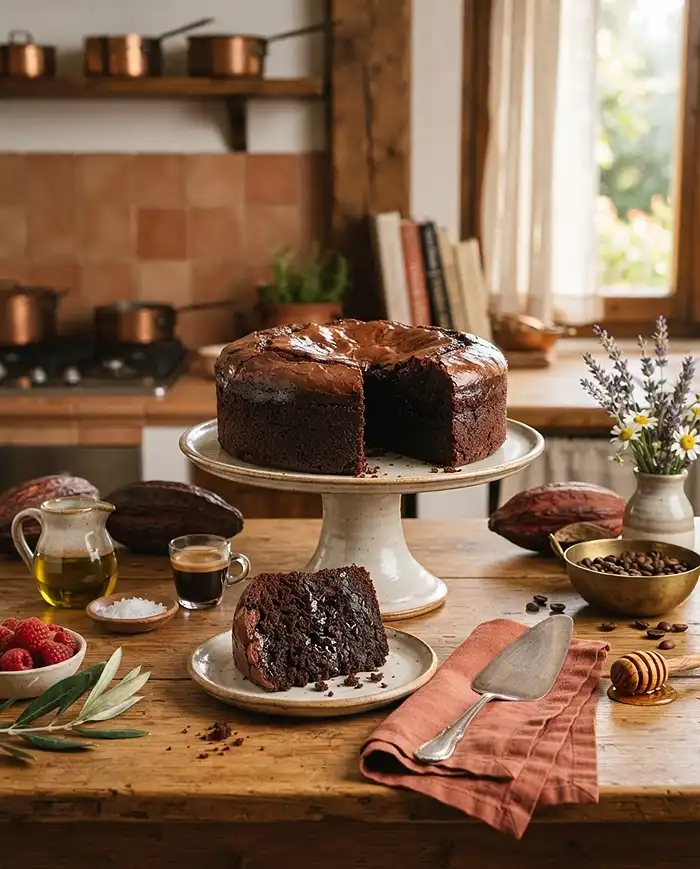 Sweet italian chocolate olive oil cake​