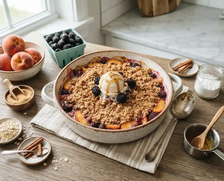peach and blackberry crisp recipe​