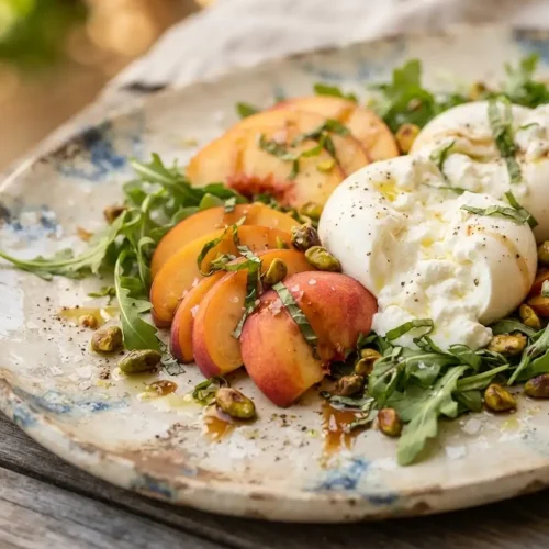 peach burrata salad