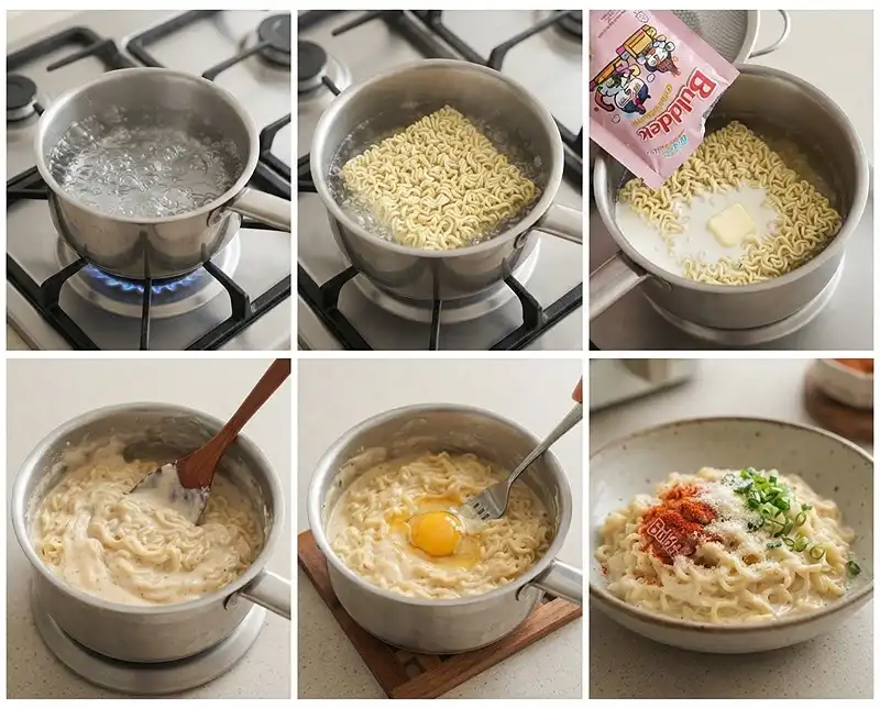 Creamy Milk Buldak Carbonara Recipe 4 How to cook Creamy Milk Buldak Carbonara