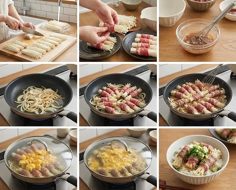 How to make enoki beef rolls recipe