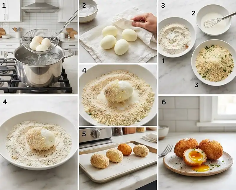 How to make fried panko crust on egg ball bake​