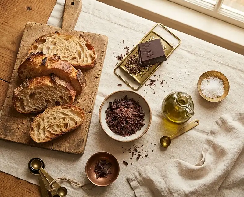 Ingredients for Grated Chocolate Toast with Sea Salt