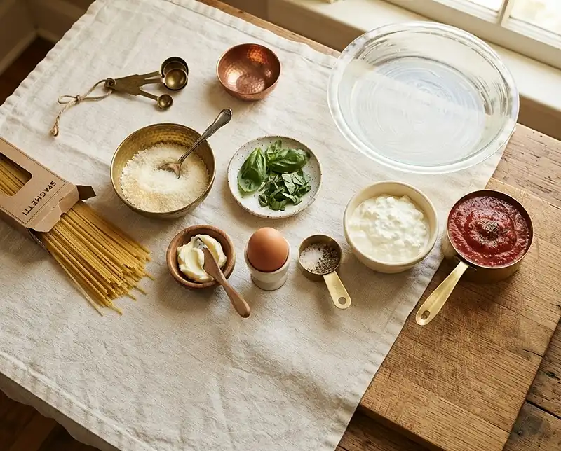 Ingredients for spaghetti pie​