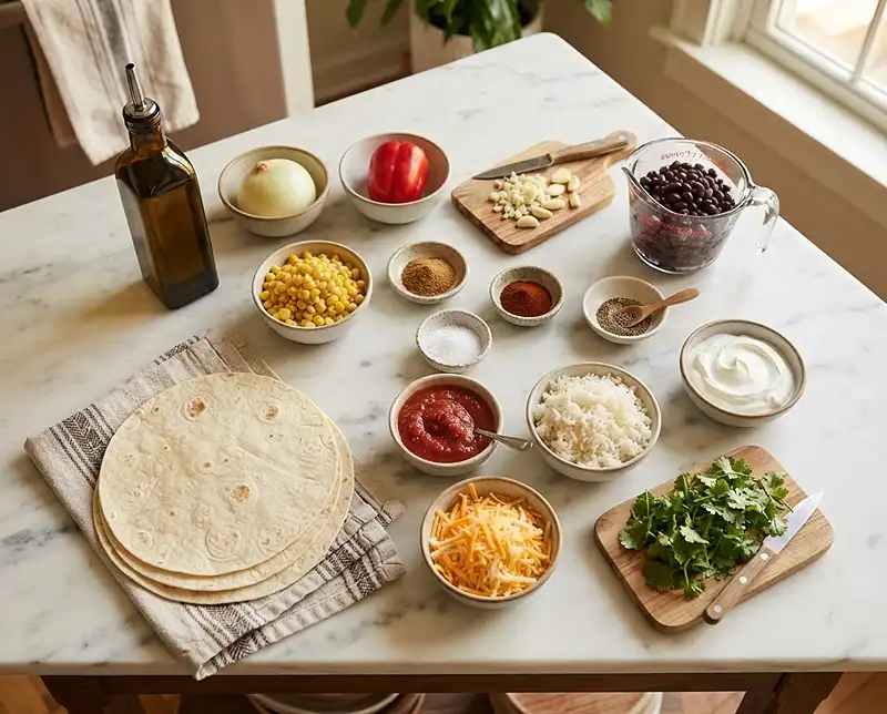 Ingredients for vegetarian black bean burrito recipe​