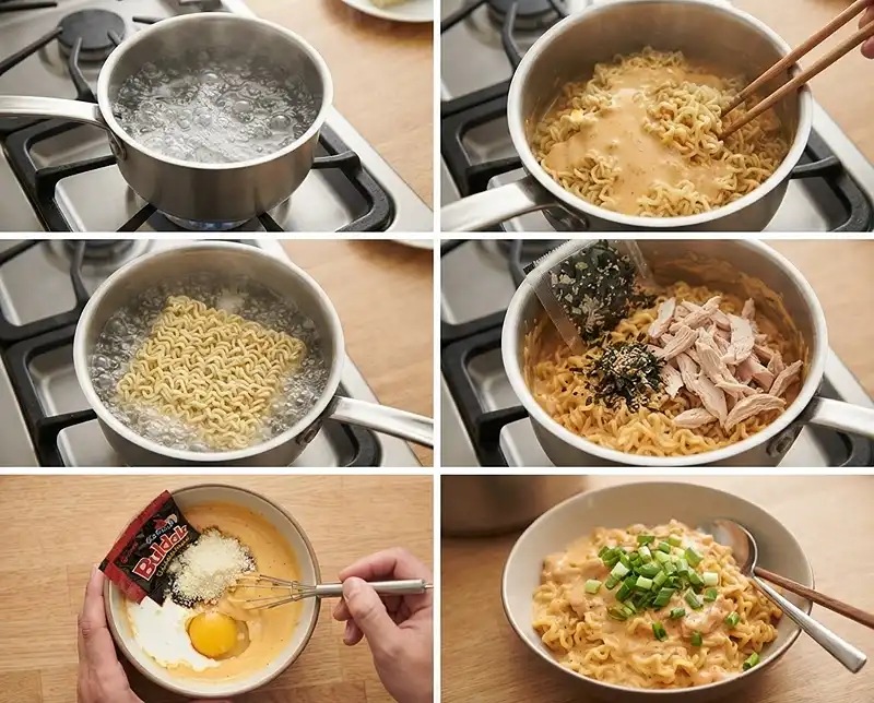 Make the Spicy buldak carbonara chicken ramen​