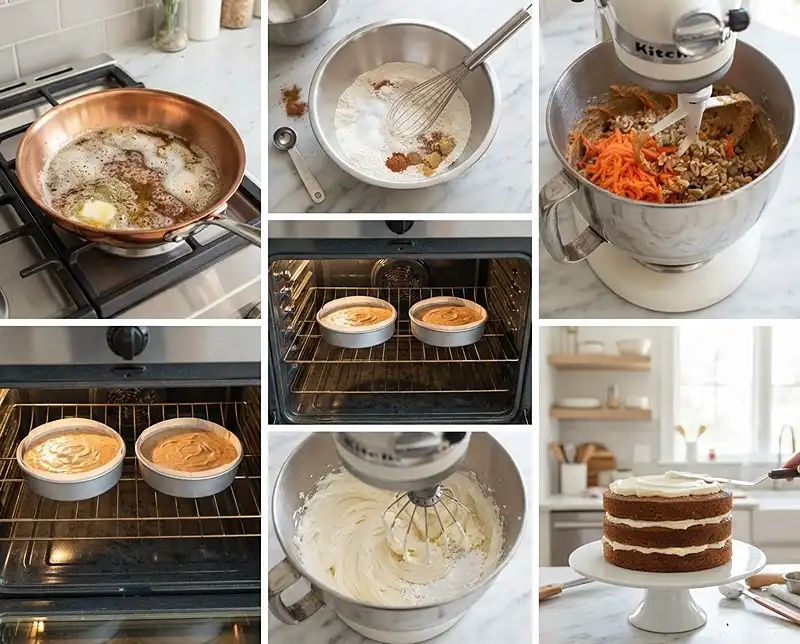 Making brown butter cream cheese frosting carrot cake​