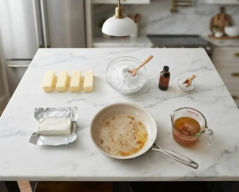 Simple ingredients for brown butter cream cheese frosting​
