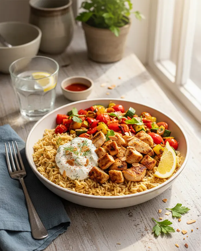 Chicken & Rice Bowls serving suggestion