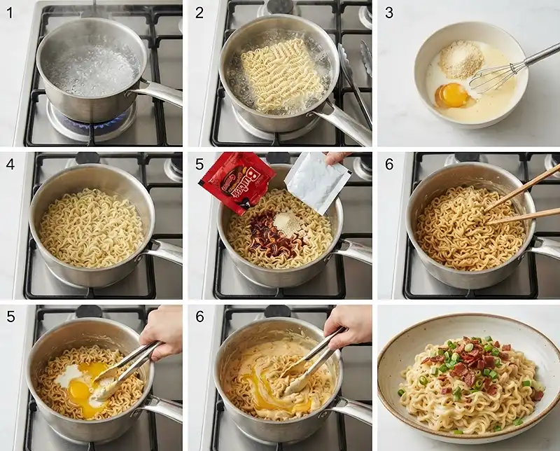how to cook samyang buldak noodles carbonara​