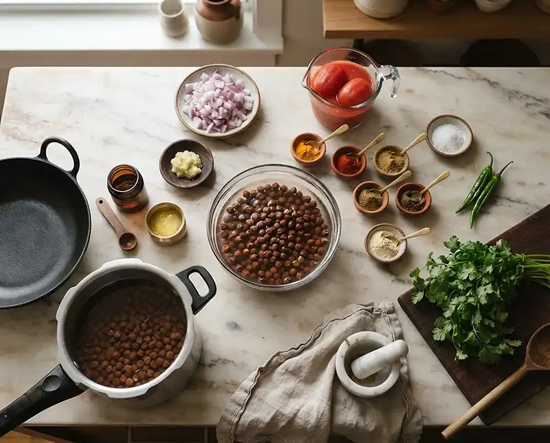 iNGREDIENTS FOR kala chana recipe punjabi style​