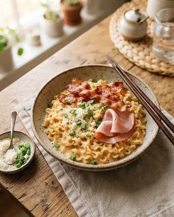 samyang buldak noodles carbonara​ recipe
