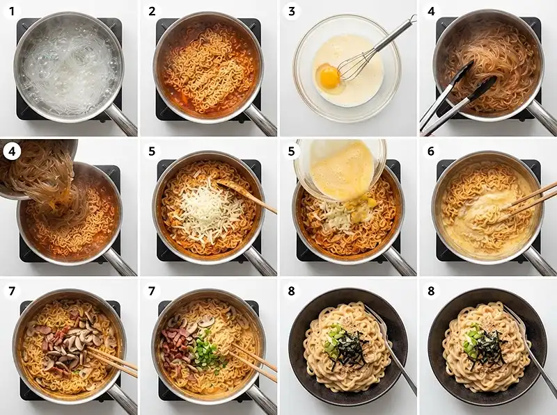 How to make buldak carbonara glass noodles​
