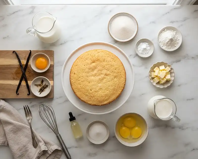 Ingredients for vanilla meringue cake recipe​